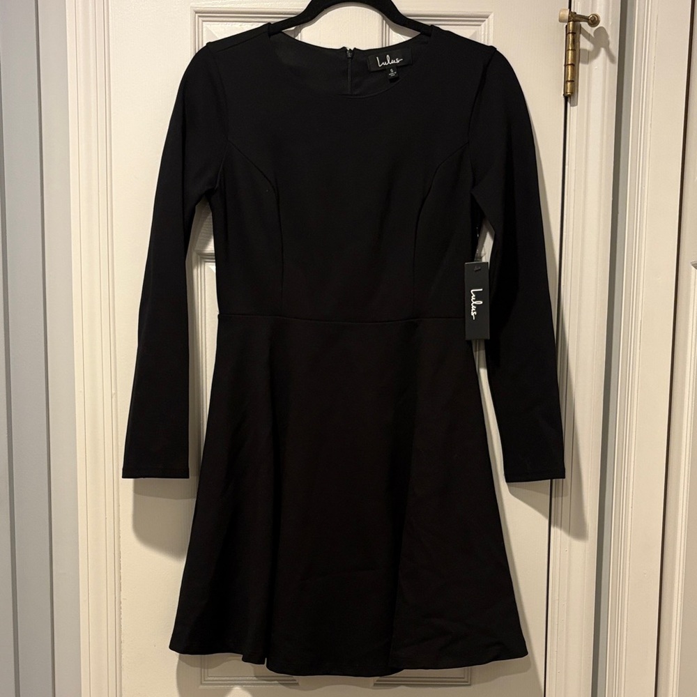 Lulu's Elegant Black Long Sleeve Dress